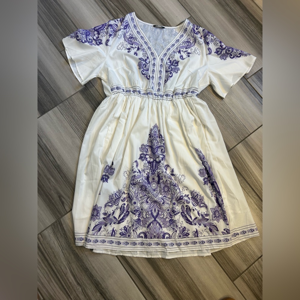 White and Purple Summer Dress